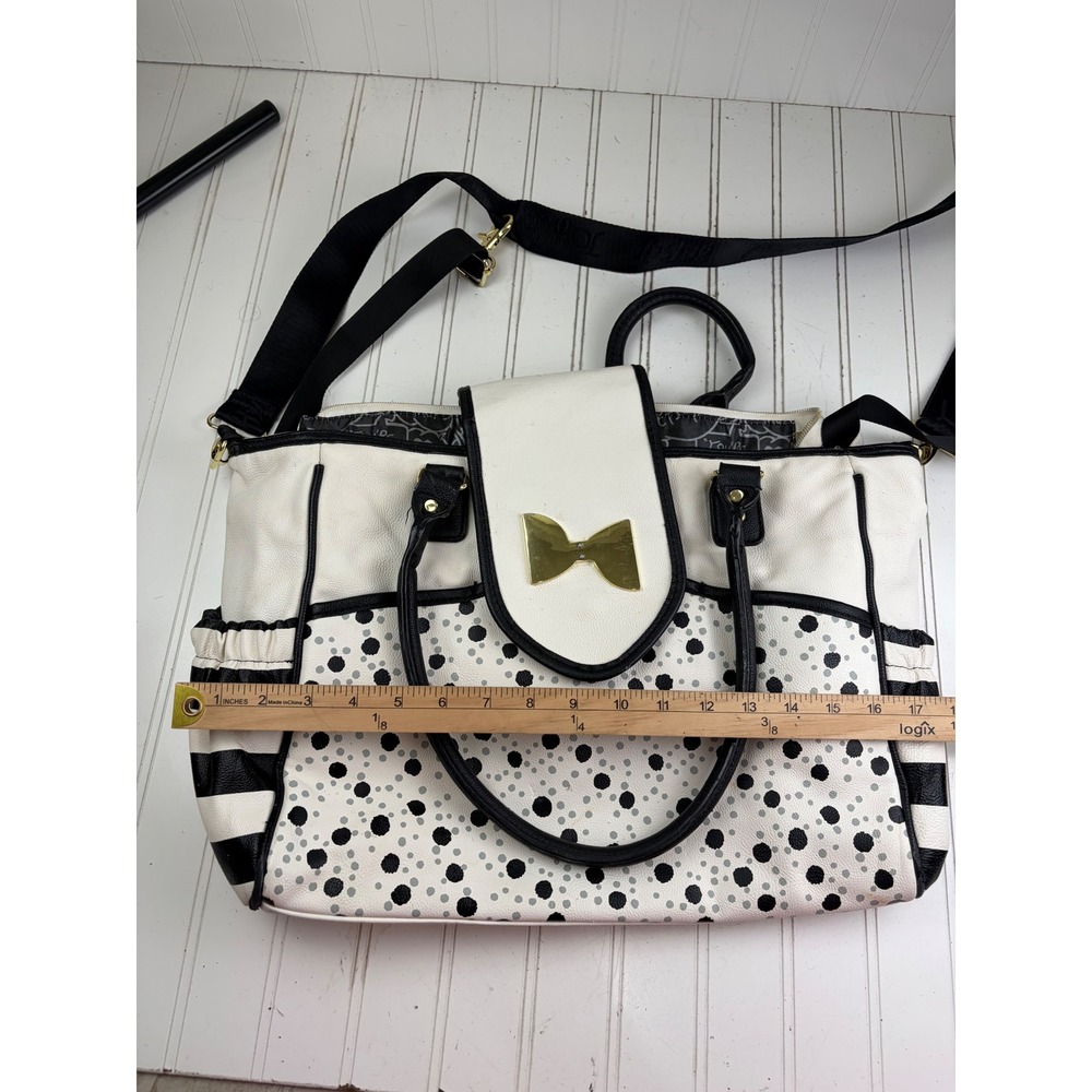 Betsey Johnson Vintage Y2K White Polka Dot Bow Diaper Bag Crossbody Purse - Picture 11 of 14